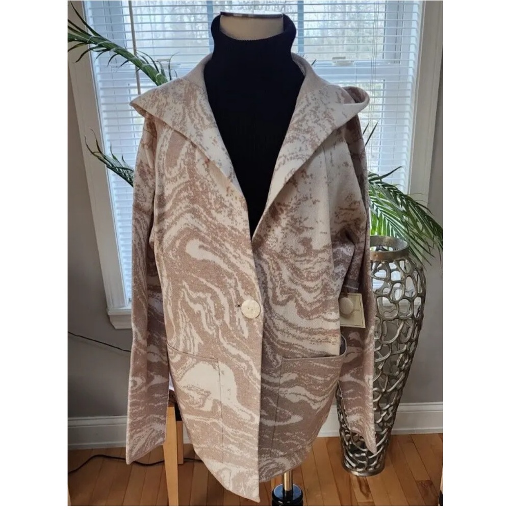 Christian Siriano NY Marble Pattered Single Button Cardigan